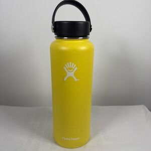 Hydro Flask 40 oz Wide Mouth Yellow Water Jug Bottle Cooling Stainless Steel